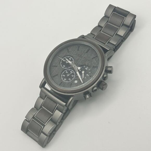 STAY FINE Gray Brown Men’s Chrono Watch 43mm Working New Battery - Picture 4 of 8